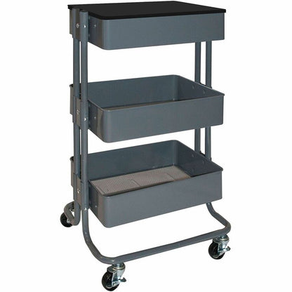 Vertiflex Multi-Use Storage Cart & Workstation - 4 Casters - Metal - 15.25" Width x 11.25" Depth x 39" Height - Gray - 1