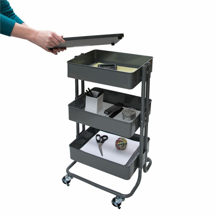 Vertiflex Multi-Use Storage Cart & Workstation - 4 Casters - Metal - 15.25" Width x 11.25" Depth x 39" Height - Gray - 1