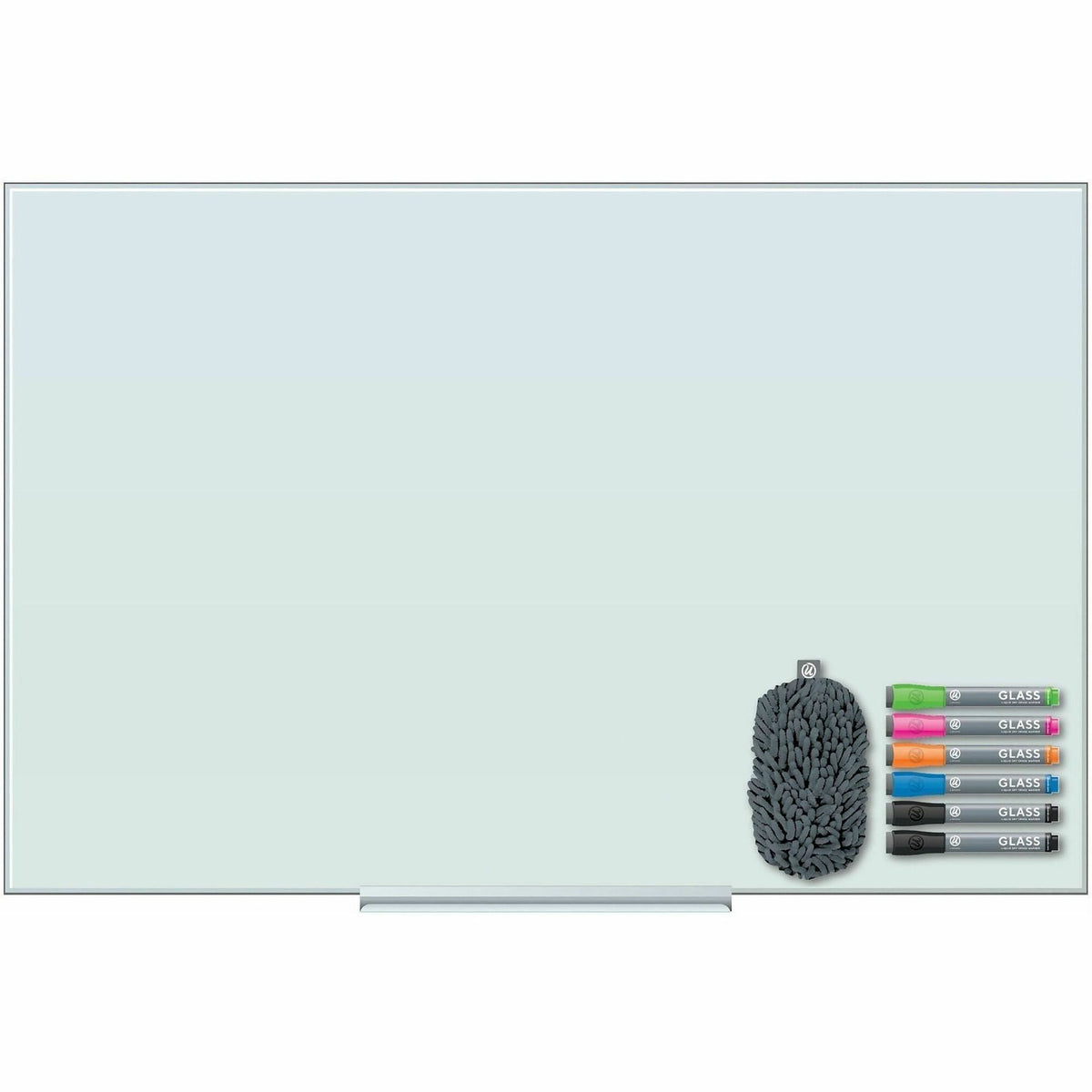 U Brands Floating Frosted-Glass Dry-Erase Board - White Glass Surface - Frameless, Stain Resistant, Ghost Resistant - 1