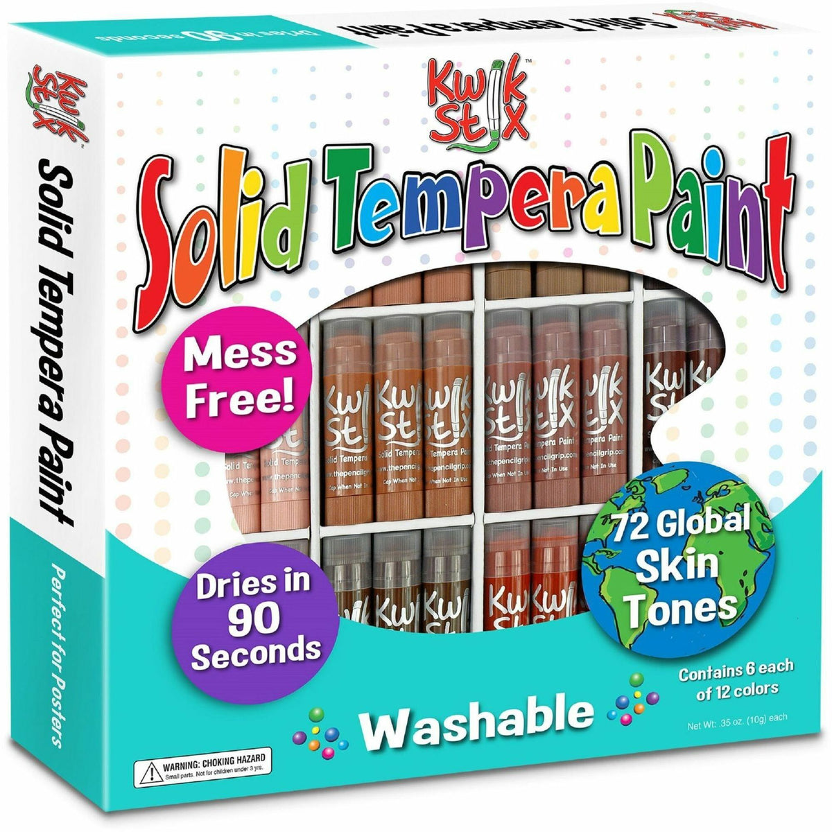 Kwik Stix Kwik Stix Tempera Paint/Paper Set - Stick - Assorted Skin Tone - Washable - 72/Set - 1 Each