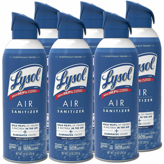 Lysol Linen Scent Air Sanitizer - Spray - 10 fl oz (0.3 quart) - White Linen - Odor Neutralizer - 6 / Carton