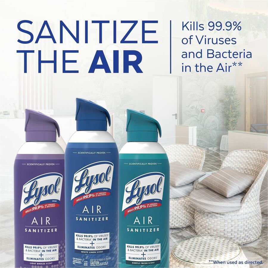 Lysol Air Sanitizer - Spray - 10 fl oz (0.3 quart) - Simple Fresh - Odor Neutralizer - 6 / Carton