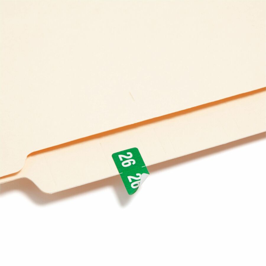 Smead ETS Color-Coded Year Labels - 1/2" Height x 1" Width - Green - Paper - Laminated - 25 / Sheet - 10 Total Sheets - 