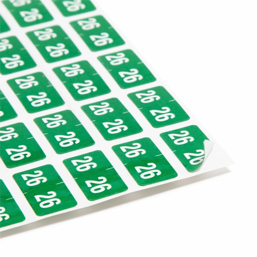 Smead ETS Color-Coded Year Labels - 1/2" Height x 1" Width - Green - Paper - Laminated - 25 / Sheet - 10 Total Sheets - 
