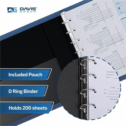 Davis Group Premium 3-Up Business Checkbook Binder - 200 Sheet Capacity - 7 Ring - Pocket: Internal - Vinyl - Navy Blue 