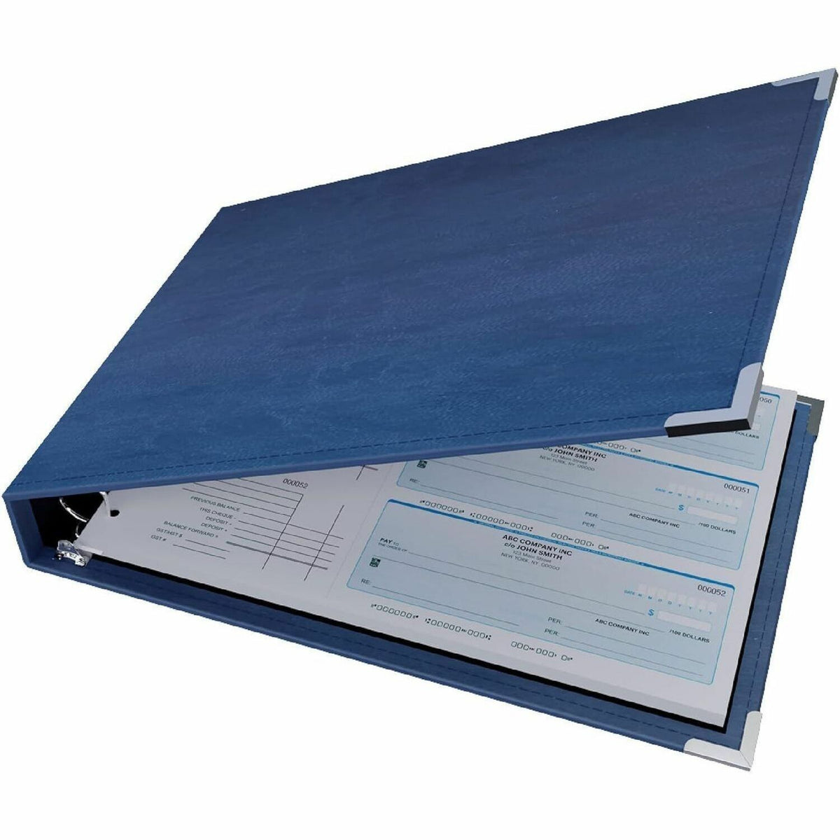 Davis Group Premium 3-Up Business Checkbook Binder - 200 Sheet Capacity - 7 Ring - Pocket: Internal - Vinyl - Navy Blue 