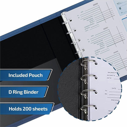 Davis Group Premium 3-Up Business Checkbook Binder - 200 Sheet Capacity - 7 Ring - Pocket: Internal - Vinyl - Navy Blue 