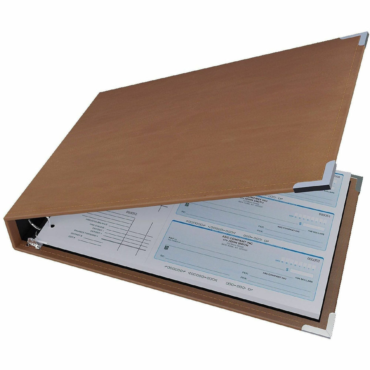 Davis Group Premium 3-Up Business Checkbook Binder - 200 Sheet Capacity - 7 Ring - Pocket: Internal - Vinyl - Tan - Pock