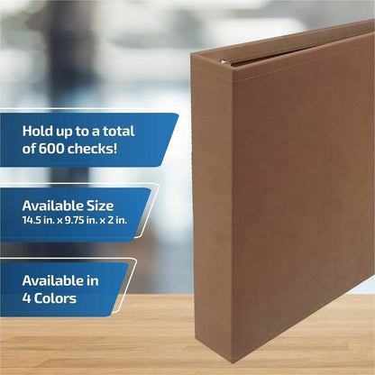Davis Group Premium 3-Up Business Checkbook Binder - 200 Sheet Capacity - 7 Ring - Pocket: Internal - Vinyl - Tan - Pock