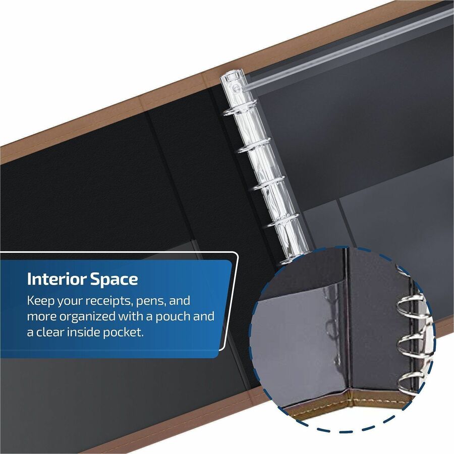 Davis Group Premium 3-Up Business Checkbook Binder - 200 Sheet Capacity - 7 Ring - Pocket: Internal - Vinyl - Tan - Pock