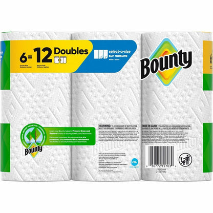 Bounty Select-A-Size Paper Towels - 2 Ply - 82 Sheets/Roll - Diamond Texture - Green - PaperRoll - 82/Roll - 6 / Carton
