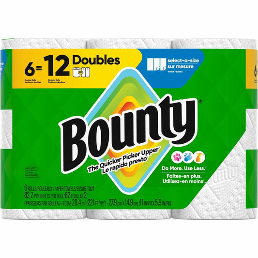 Bounty Select-A-Size Paper Towels - 2 Ply - 82 Sheets/Roll - Diamond Texture - Green - PaperRoll - 82/Roll - 6 / Carton