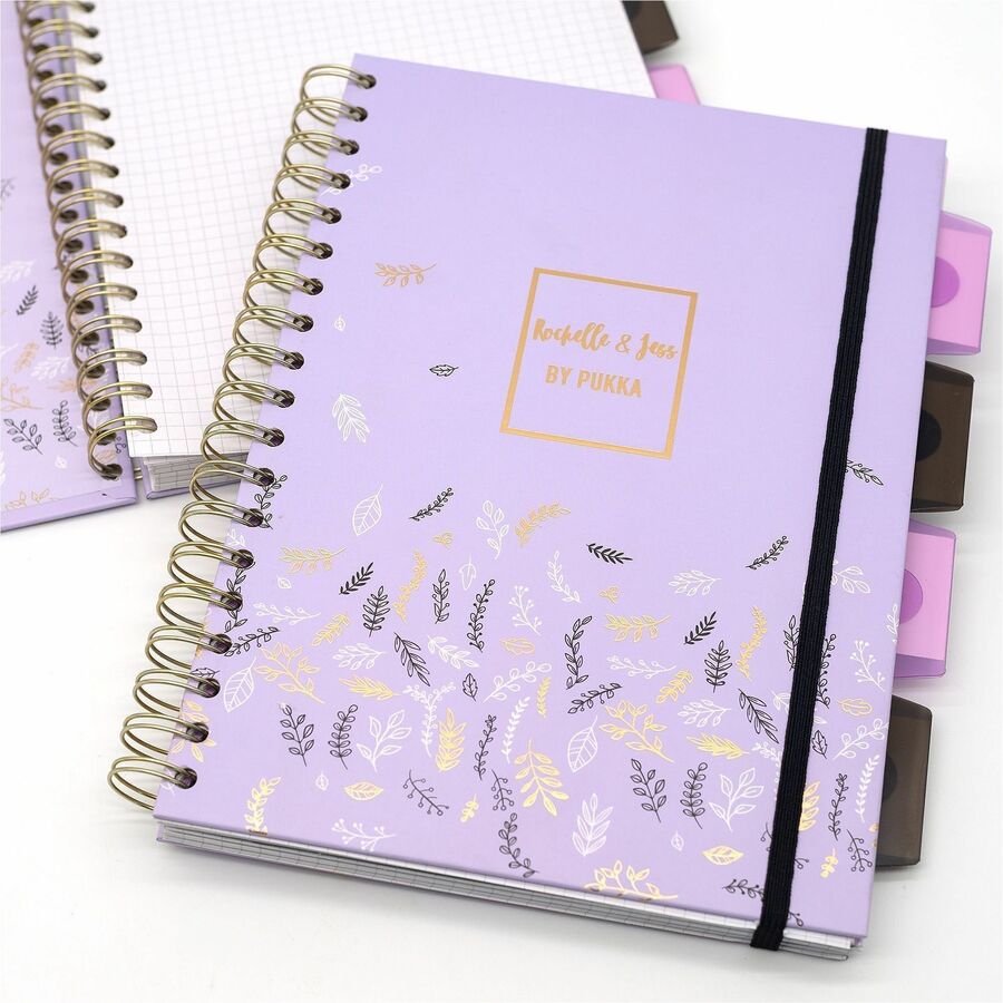 Pukka Pads Rochelle & Jess Notebook - 5 Subject(s) - 100 Sheets - Quad Ruled Front Ruling - Ruled Margin - 80 g/m² Gramm