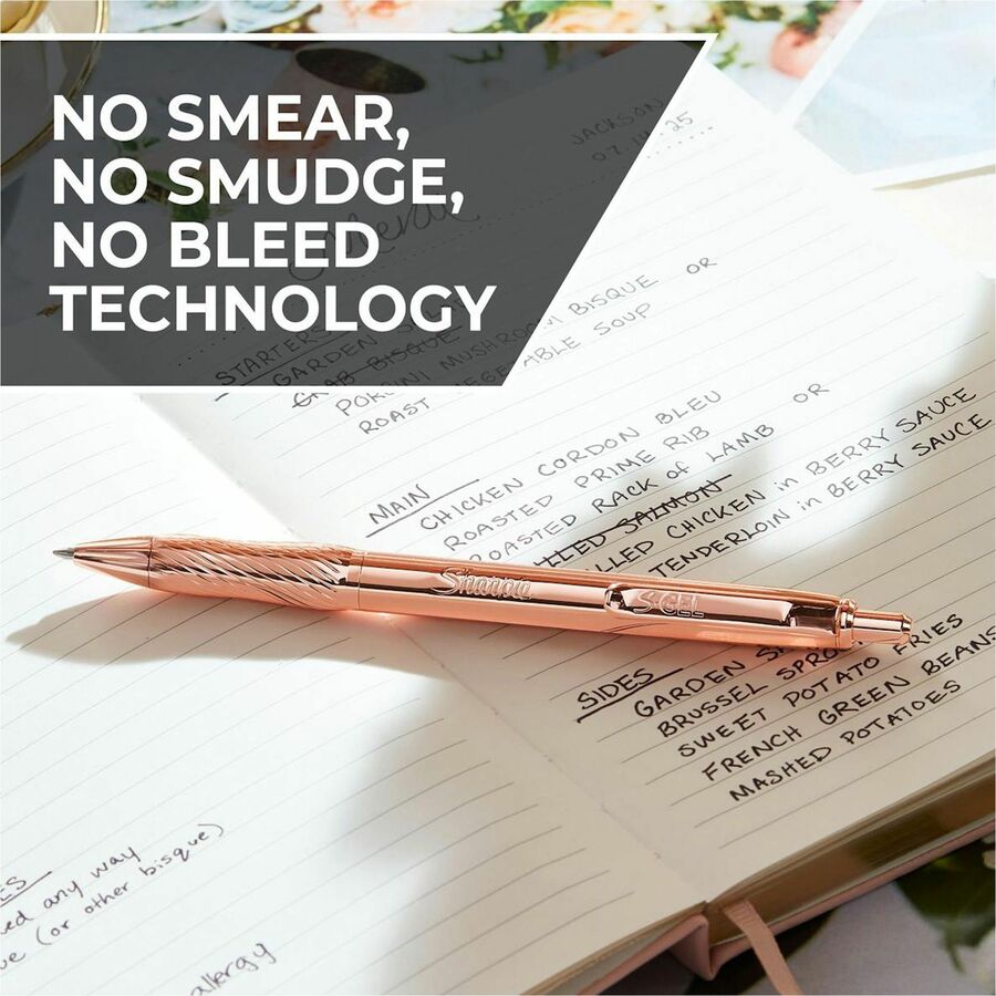 Sharpie S-Gel Pens - 0.7 mm Medium Pen Point - Refillable - Retractable - Black Ink - Copper Plated Brass Metal Alloy Ba