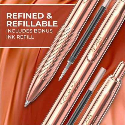 Sharpie S-Gel Pens - 0.7 mm Medium Pen Point - Refillable - Retractable - Black Ink - Copper Plated Brass Metal Alloy Ba