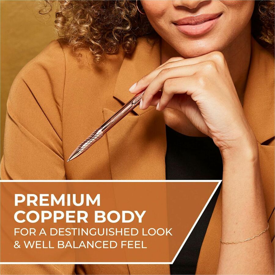Sharpie S-Gel Pens - 0.7 mm Medium Pen Point - Refillable - Retractable - Black Ink - Copper Plated Brass Metal Alloy Ba