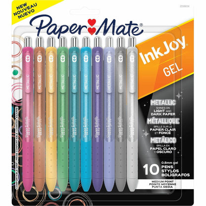 Paper Mate InkJoy Gel Pens - 0.8 mm Medium Pen Point - Assorted Ink - Gel-based - Assorted Barrel - 10 / Pack