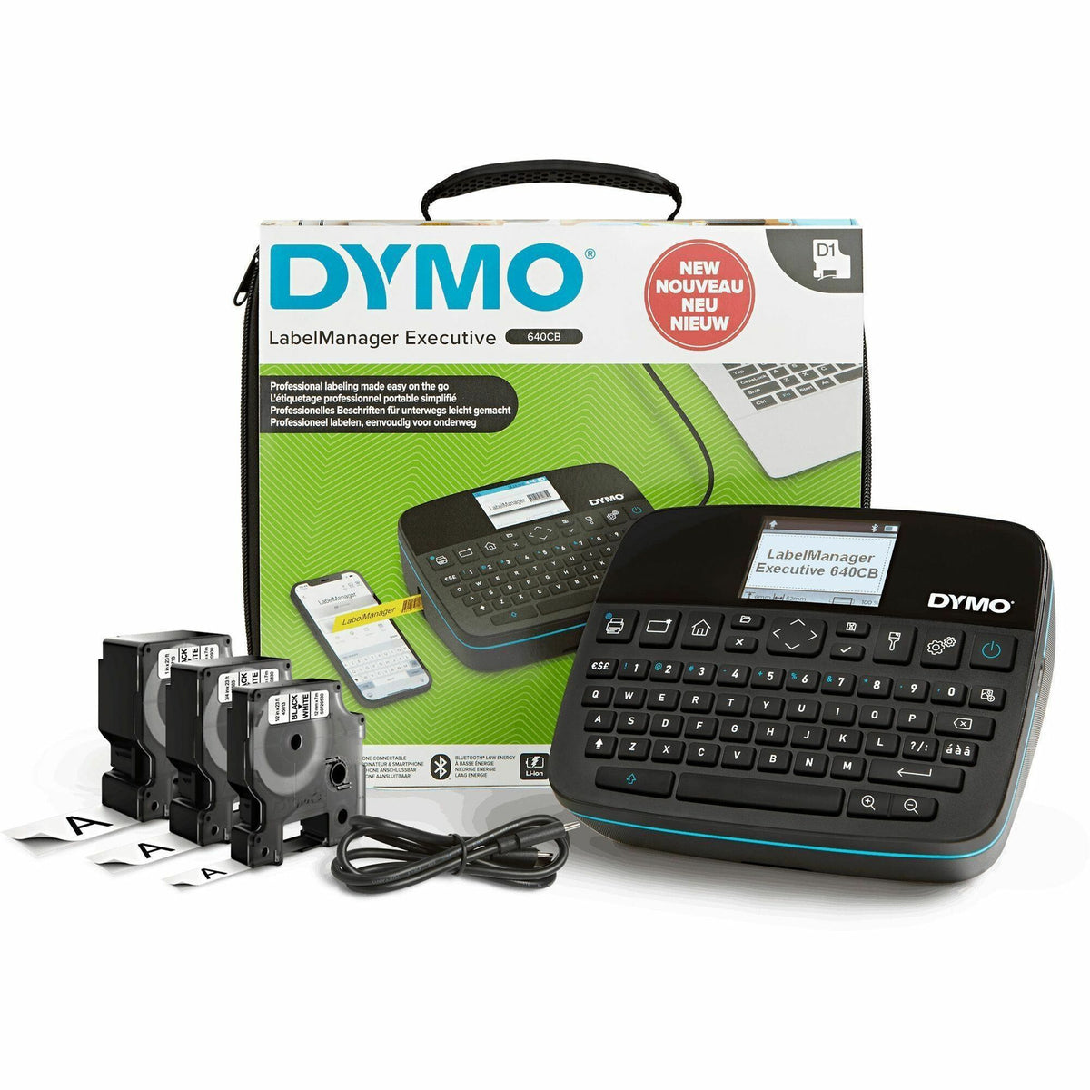 Dymo LabelManager Executive 640 CB Kits - Thermal Transfer - 0.79 in/s Mono - Tape - 0.24" , 0.35" , 0.47" , 0.75" , 0.9