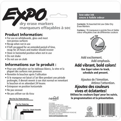 Expo Low-Odor Dry Erase Markers - Erasable - Assorted Ink/ - 16 / Pack