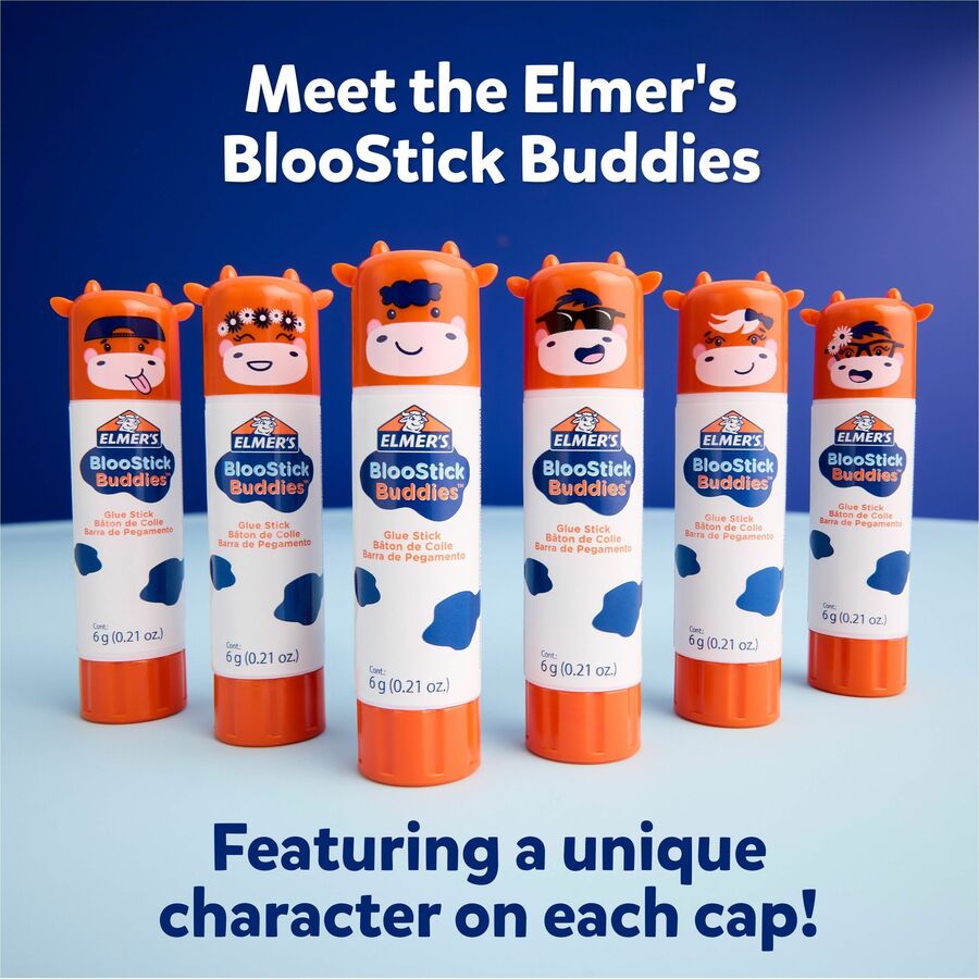 Elmer's BlooStick Buddies, Disappearing Purple and Scented Glue Stick Combo Pack - Purple, Blue - 30 / Box