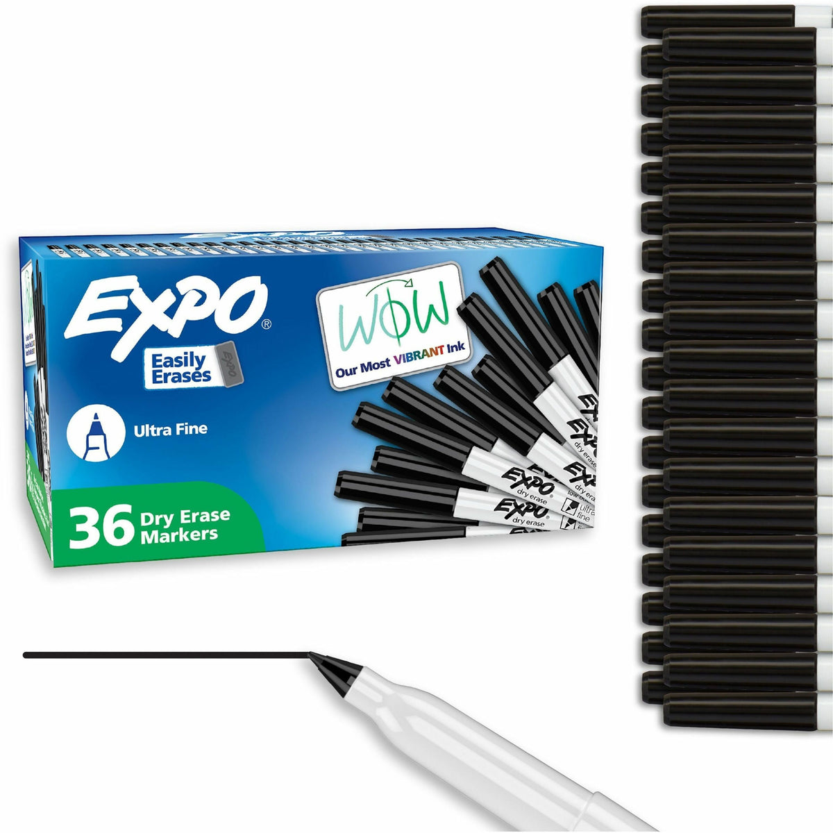 Expo Dry Erase Markers - Erasable - Black Ink - Dry - Classroom, Home, Office/ - 36 / Pack
