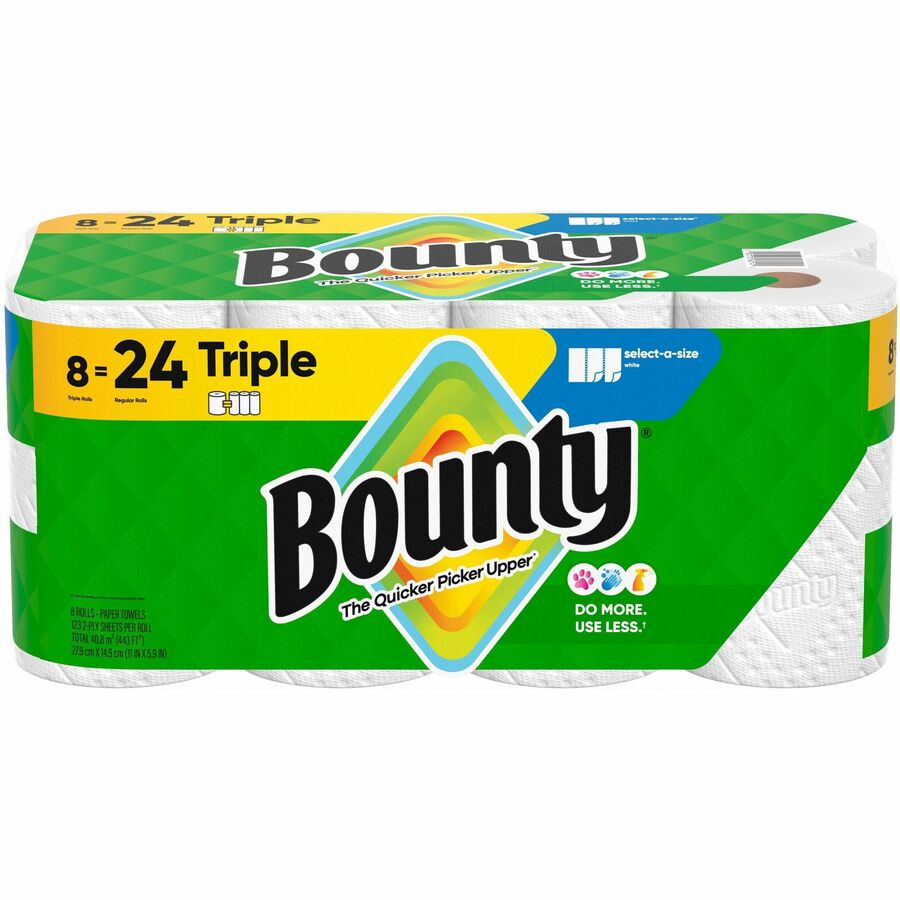 Bounty Select-A-Size Paper Towels - 2 Ply - Diamond Texture - Green - PaperRoll - 123/Roll - 8 / Carton