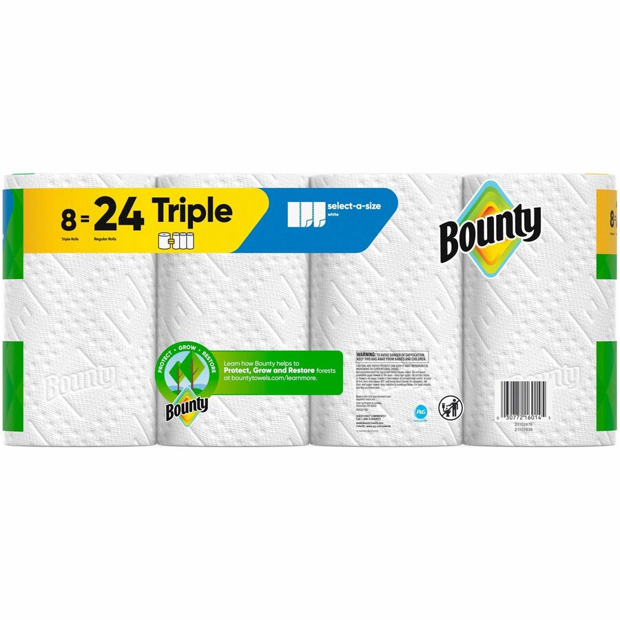 Bounty Select-A-Size Paper Towels - 2 Ply - Diamond Texture - Green - PaperRoll - 123/Roll - 8 / Carton