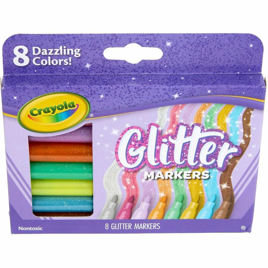 Crayola 8-Color Glitter Markers - School, Art - 8/Set - 1 Each