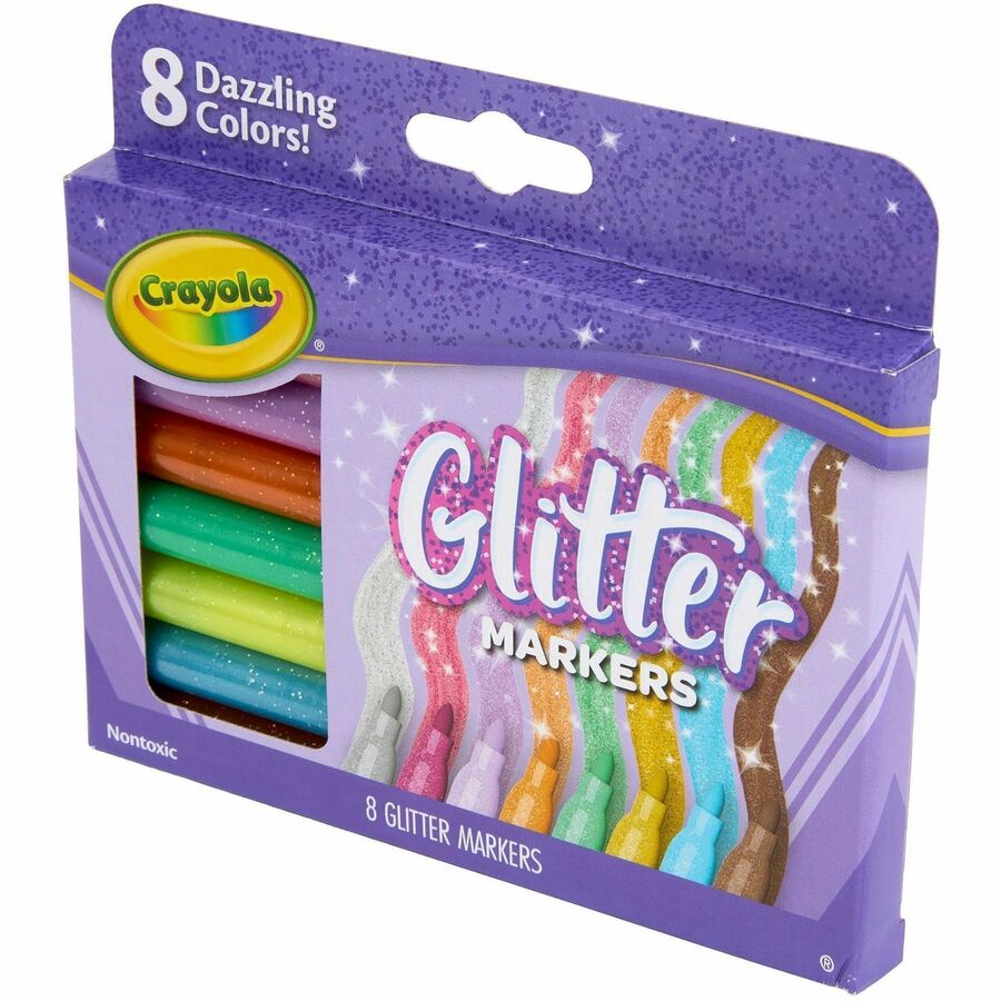 Crayola 8-Color Glitter Markers - School, Art - 8/Set - 1 Each
