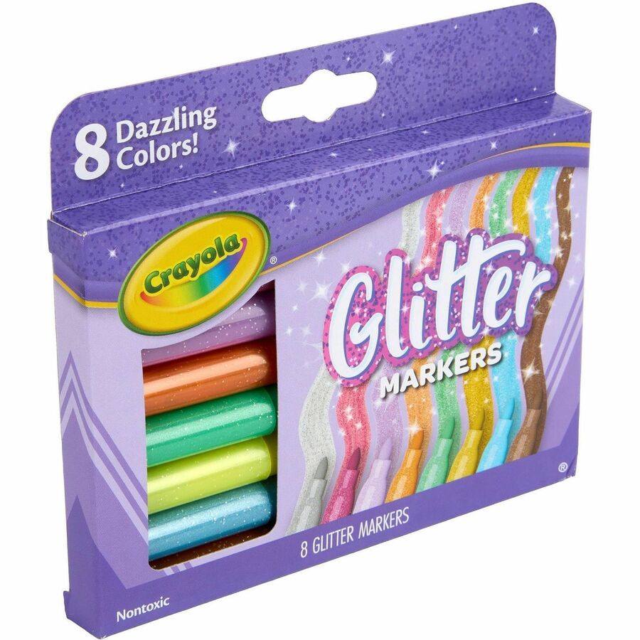Crayola 8-Color Glitter Markers - School, Art - 8/Set - 1 Each