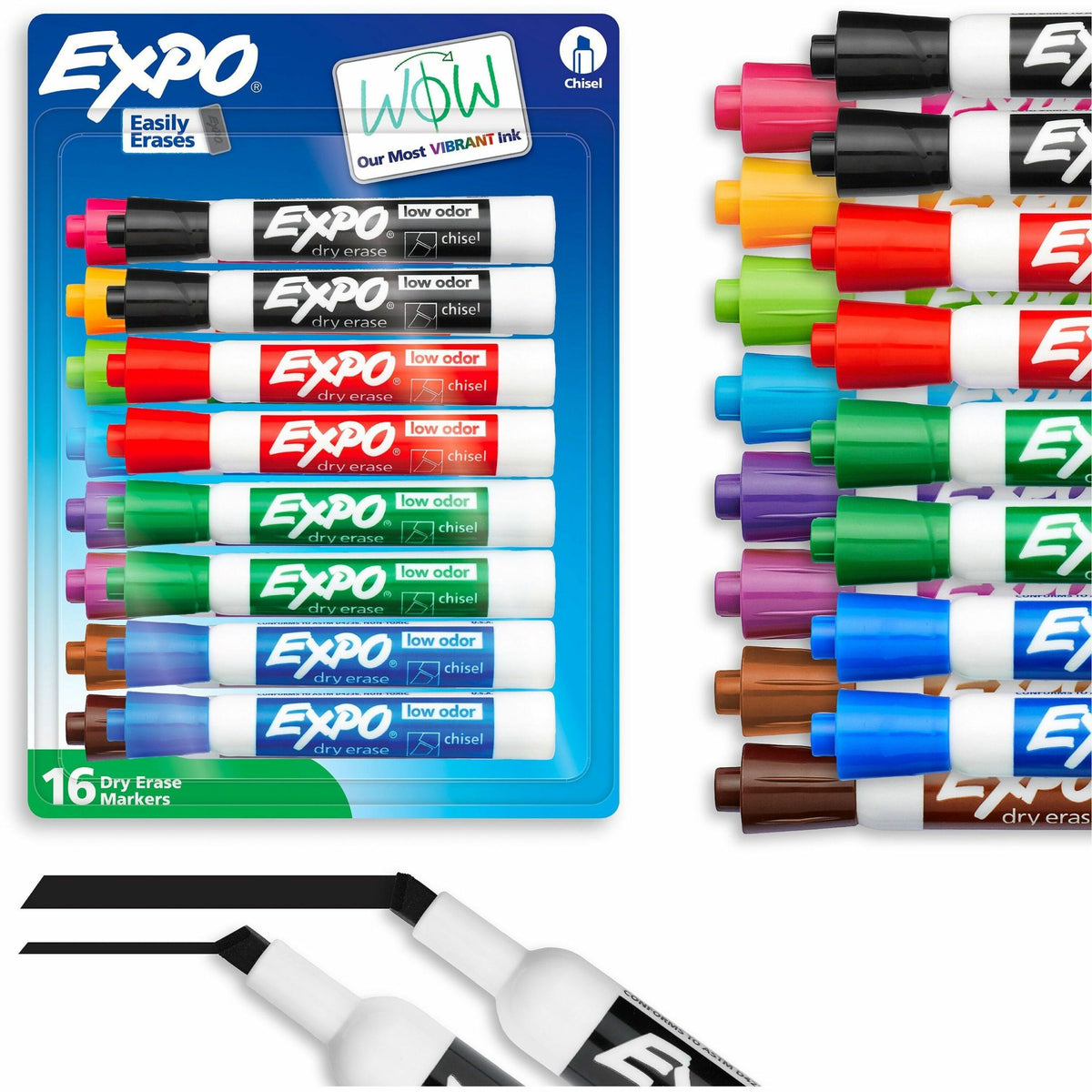 Expo Dry Erase Markers - Erasable - Assorted Ink - Dry - 16 / Set