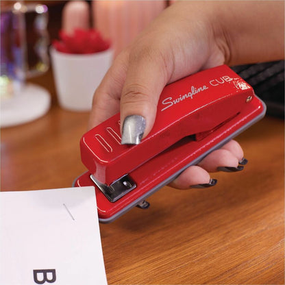 Swingline Cub Compact Stapler - Staples Upto 20 Sheet - Holds Upto 105 Staple - Half Strip - Electric Rio Red - Metal - 