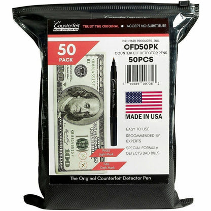 Dri Mark Counterfeit Bill Detector Marker Pen - Ink - Black - 50 / Pack