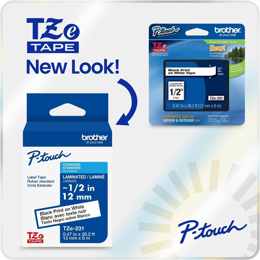 Brother P-touch Tze Label Tape - 15/32" Width - Glitter Gold - Laminated - Water Resistant - 1 Each