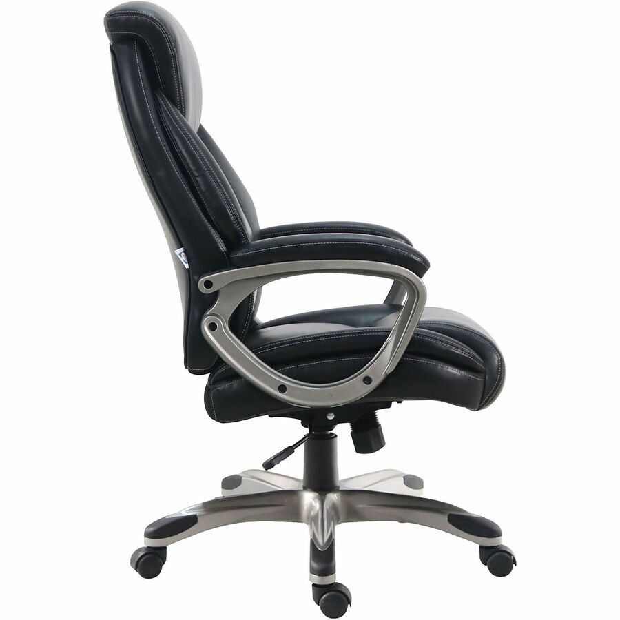 Lorell Kyros High-Back Executive Chair - Black Seat Color - Polyurethane Seat Material - Black Back Color - Polyurethane