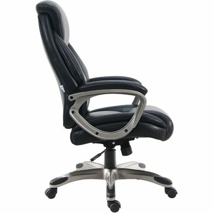 Lorell Kyros High-Back Executive Chair - Black Seat Color - Polyurethane Seat Material - Black Back Color - Polyurethane