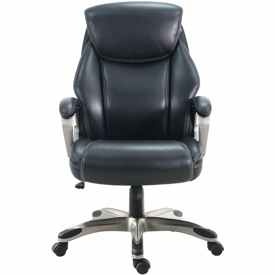 Lorell Kyros High-Back Executive Chair - Black Seat Color - Polyurethane Seat Material - Black Back Color - Polyurethane