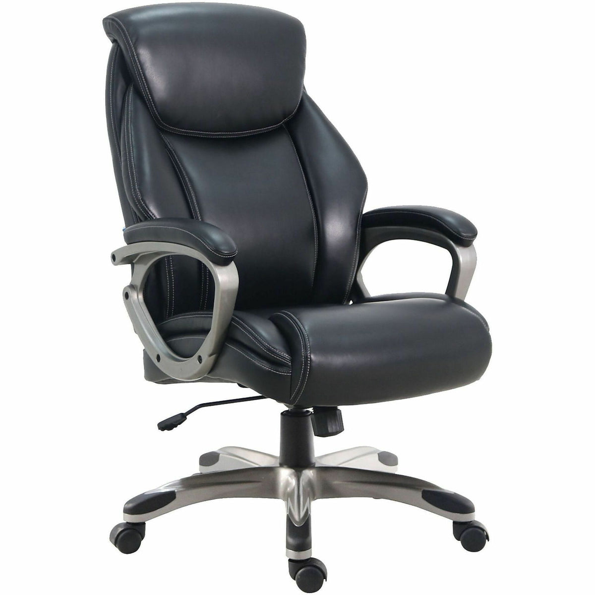 Lorell Kyros High-Back Executive Chair - Black Seat Color - Polyurethane Seat Material - Black Back Color - Polyurethane
