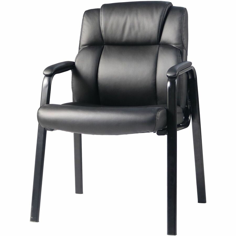 Lorell Cushioned Low-Back Guest Chair - Polyurethane Seat Material - Polyurethane Back Material - Steel Frame Material -