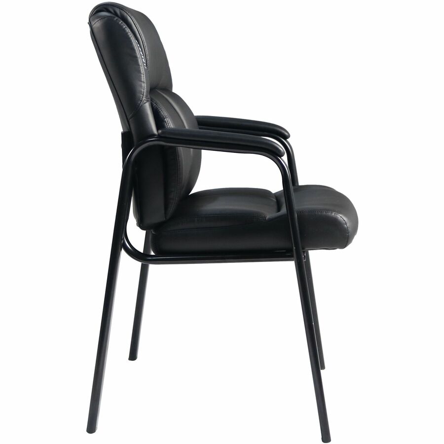 Lorell Cushioned Low-Back Guest Chair - Polyurethane Seat Material - Polyurethane Back Material - Steel Frame Material -