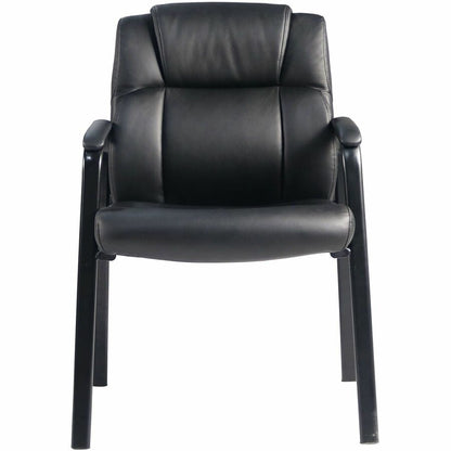 Lorell Cushioned Low-Back Guest Chair - Polyurethane Seat Material - Polyurethane Back Material - Steel Frame Material -