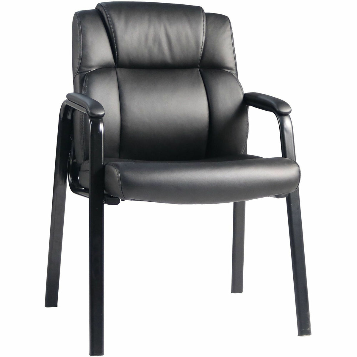 Lorell Cushioned Low-Back Guest Chair - Polyurethane Seat Material - Polyurethane Back Material - Steel Frame Material -