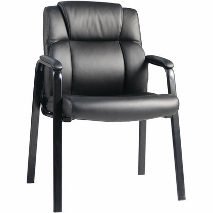 Lorell Cushioned Low-Back Guest Chair - Polyurethane Seat Material - Polyurethane Back Material - Steel Frame Material -