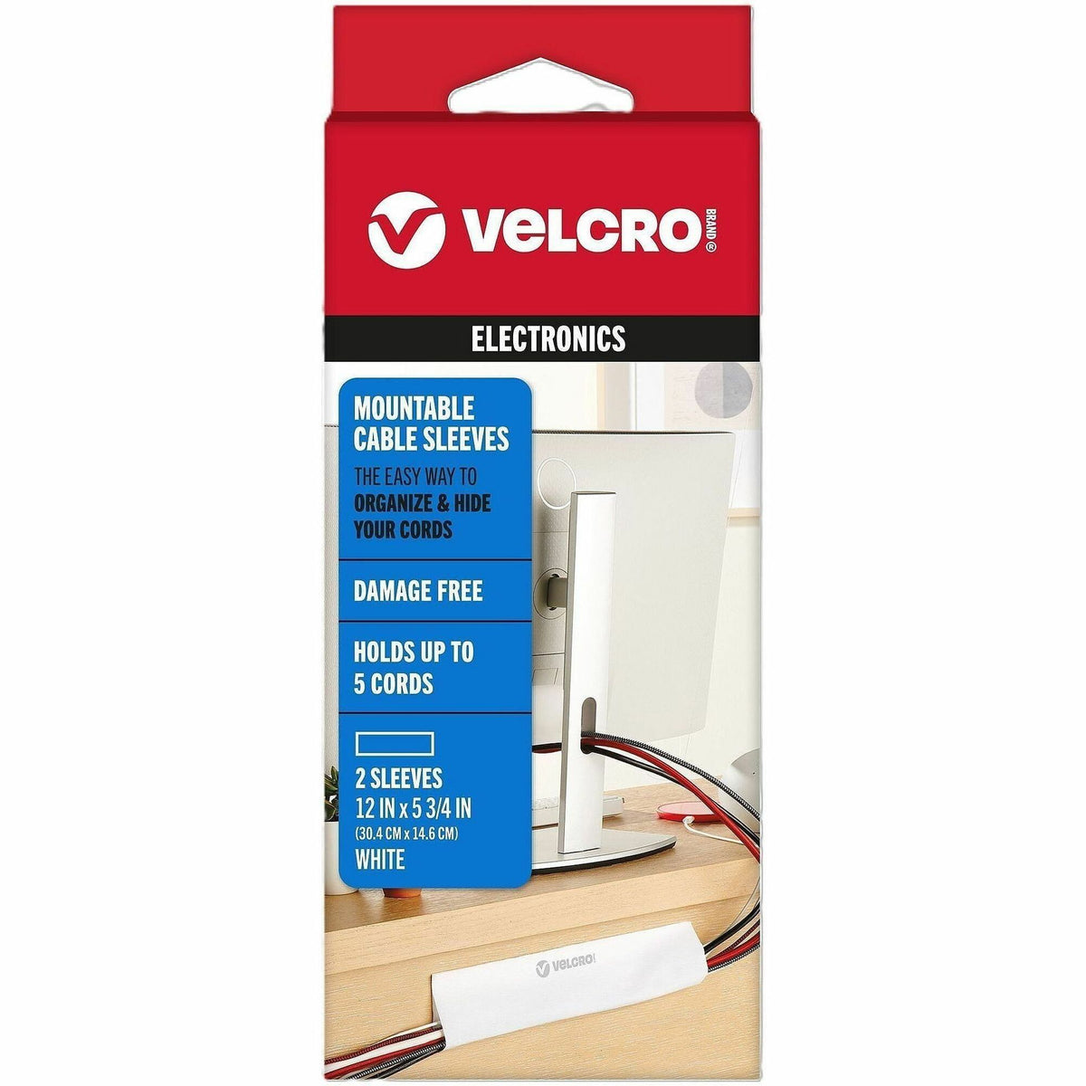 VELCRO® Cable Organizer - Cable Sleeve - White - 2 / Pack