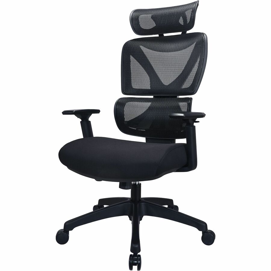 Lorell Xavier Mesh High-Back Chair with Articulating Lumbar - Foam, Fabric Seat Material - Mesh Back Material - High Bac