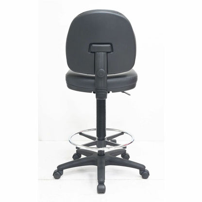 Lorell Millenia Series Adjustable Task Stool with Back - Vinyl Seat Material - Vinyl Back Material - 5-star Base - Black