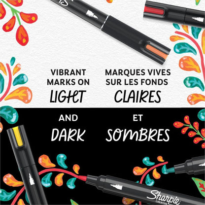 Sharpie Creative Marker, Water-Based Acrylic Marker, Bullet Tip, Black - Bullet Marker Point - Black Ink - Water Based, 