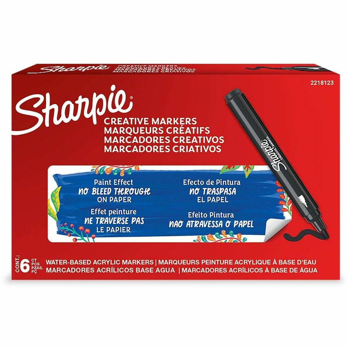 Sharpie Creative Marker, Water-Based Acrylic Marker, Bullet Tip, Black - Bullet Marker Point - Black Ink - Water Based, 
