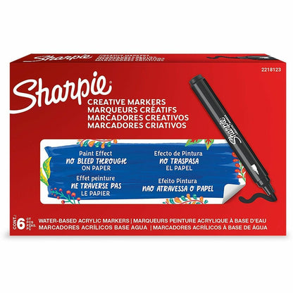 Sharpie Creative Marker, Water-Based Acrylic Marker, Bullet Tip, Black - Bullet Marker Point - Black Ink - Water Based, 