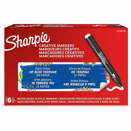 Sharpie Creative Marker, Water-Based Acrylic Marker, Bullet Tip, White - Bullet Marker Point - White Ink - Water Based, 